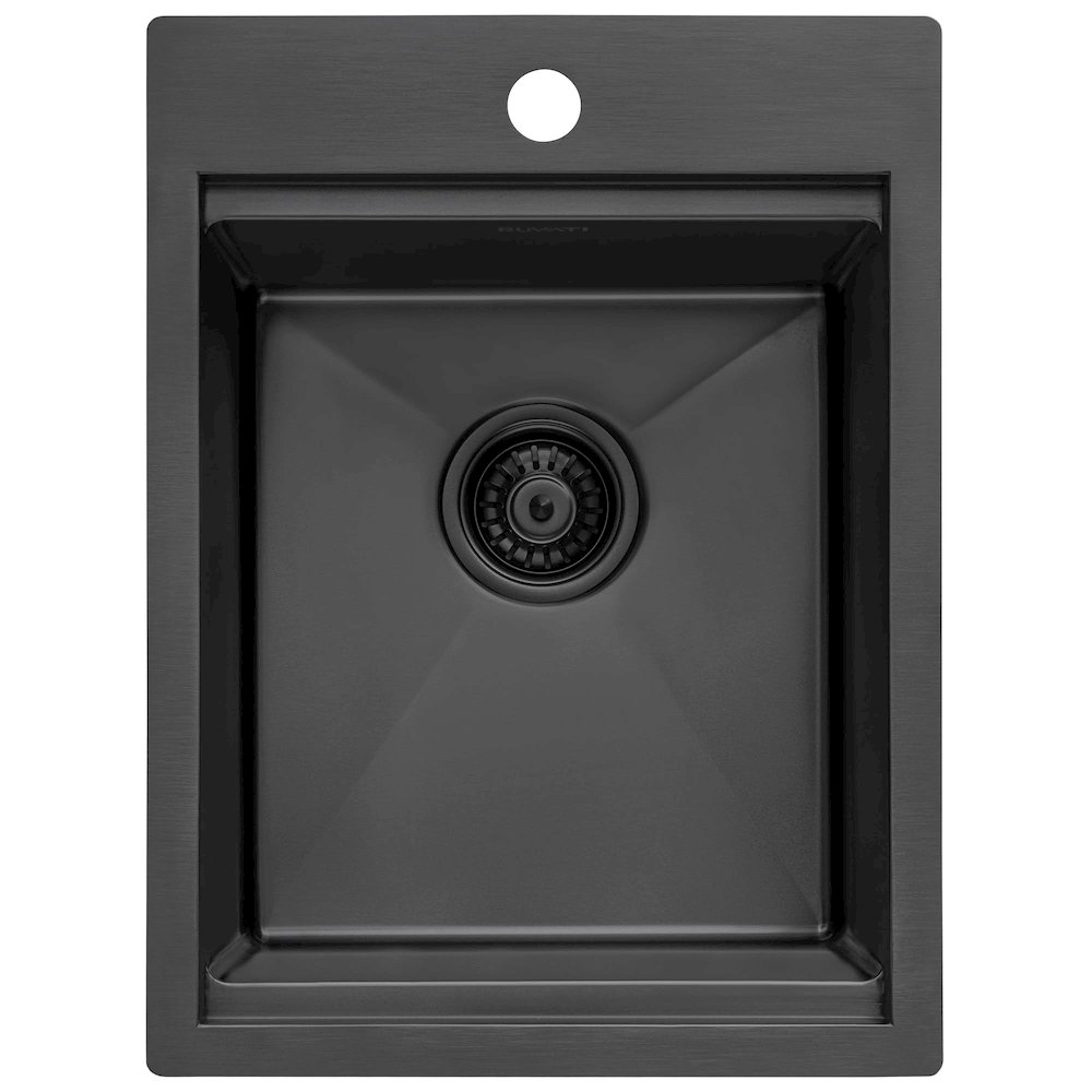 15 x 20 inch Black Stainless Steel Workstation Wet Bar Sink Drop-in Topmount. Picture 7