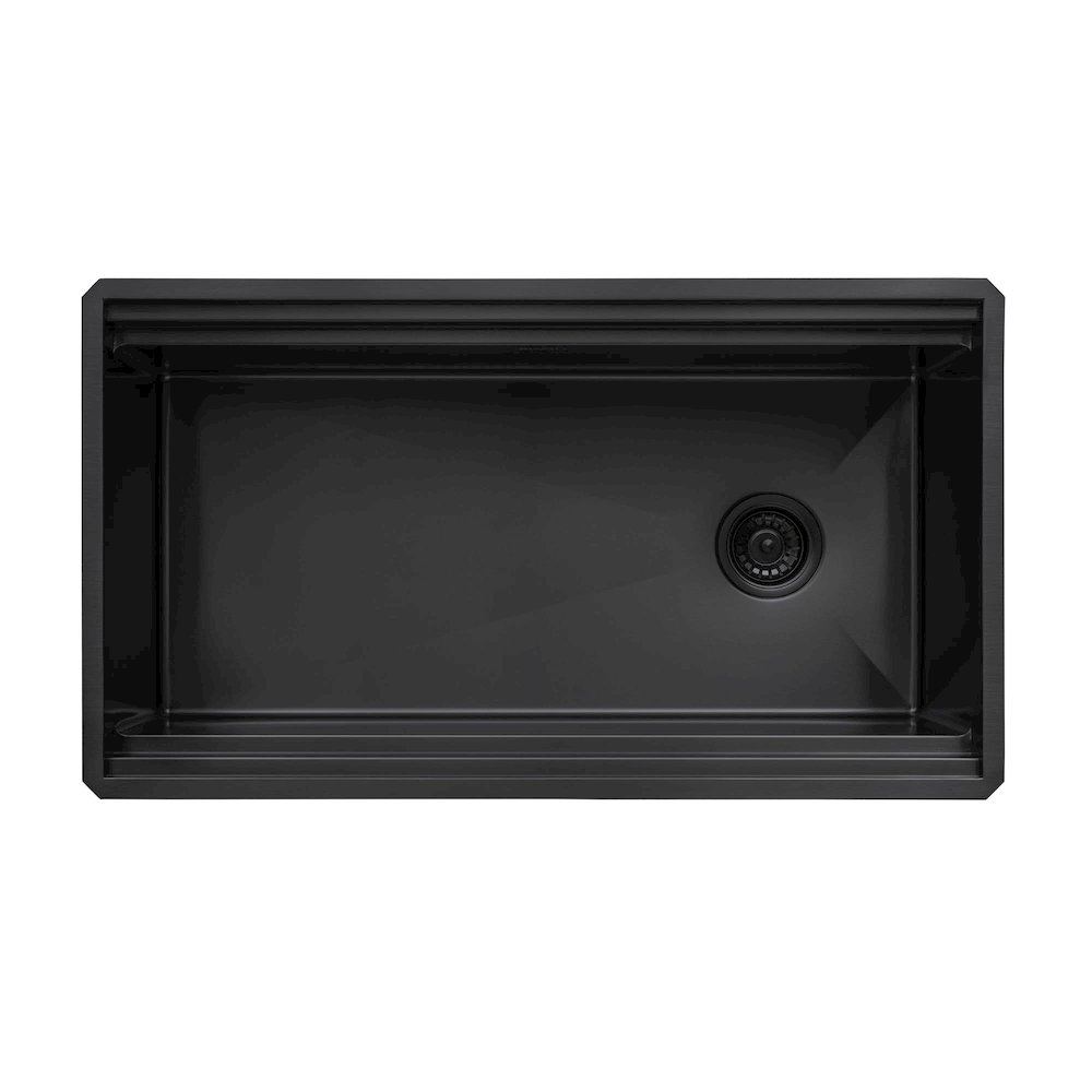 33-inch Black Stainless Steel Workstation Two-Tiered Ledge Kitchen Sink. Picture 2