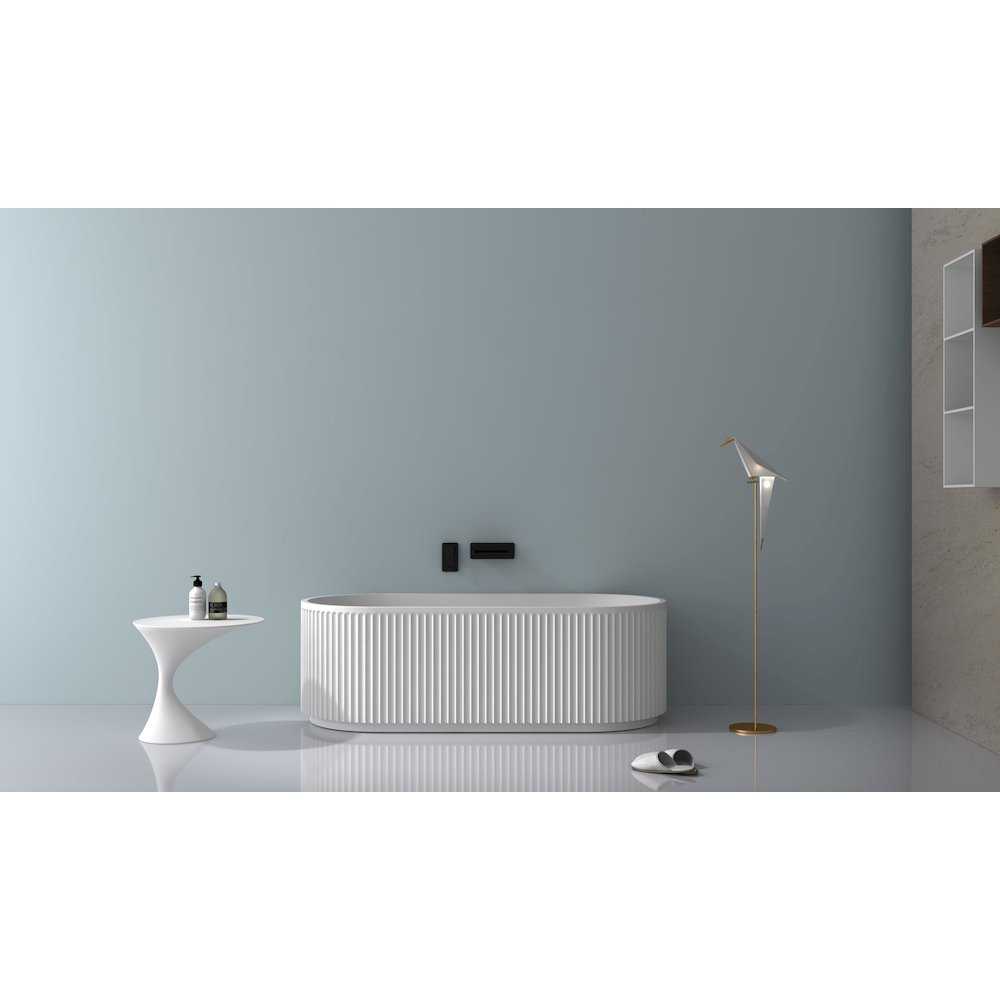 67-inch Fluted Freestanding Soaking Bathtub epiStone Solid Surface. Picture 3