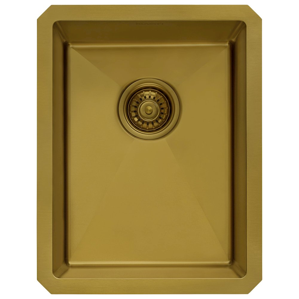14-inch Polished Brass Matte Gold Stainless Steel Undermount Bar Prep Sink. Picture 3