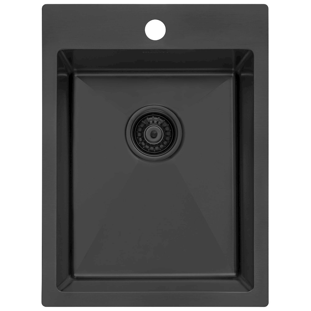 15 x 20 inch Black Stainless Steel Drop-in Topmount Bar Prep Sink Single Bowl. Picture 3