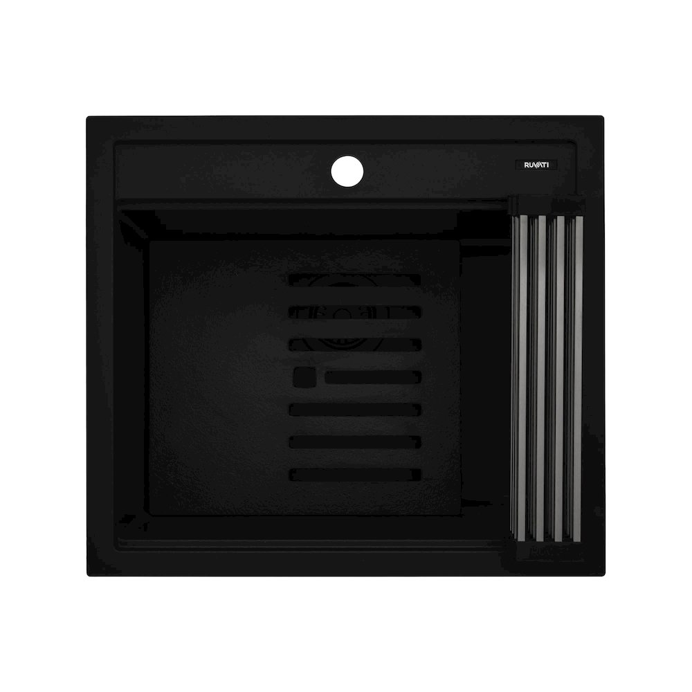23-inch epiCube Granite Composite Workstation Matte Black Drop-in Topmount. Picture 8