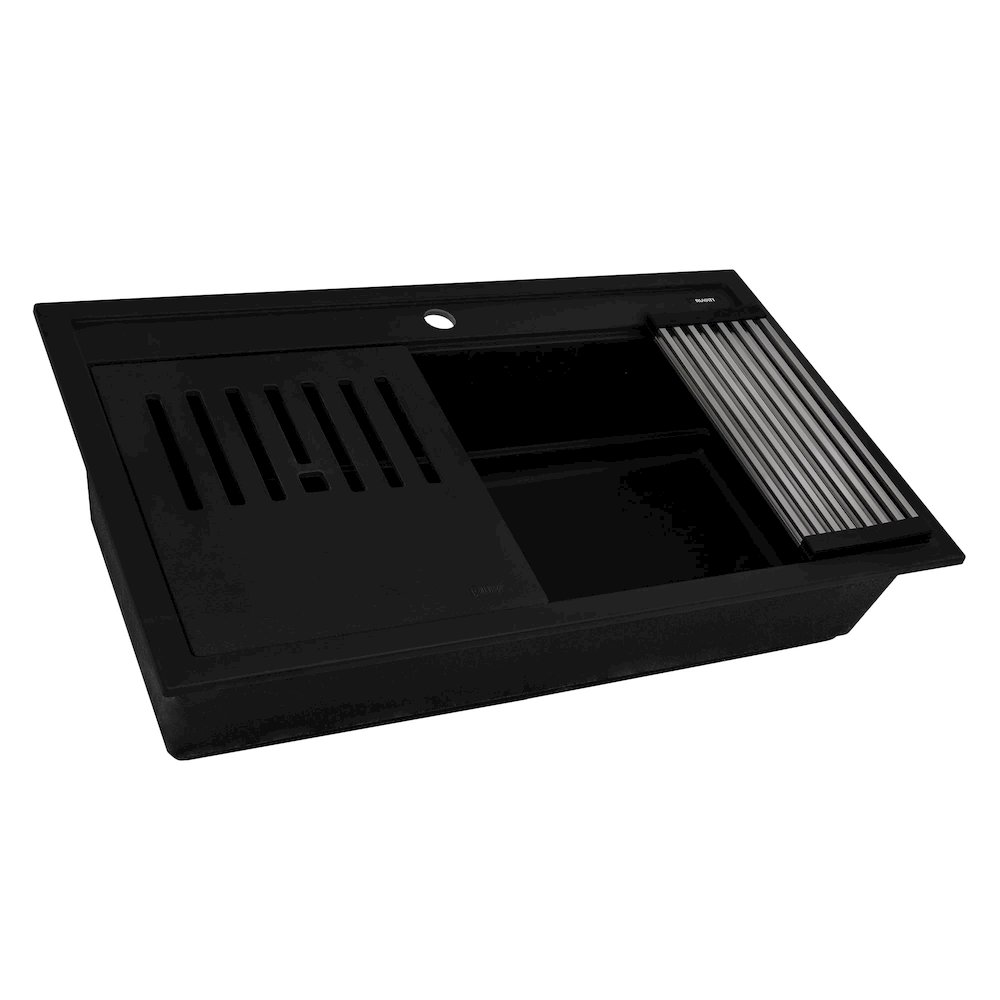 34-inch Granite Composite Workstation Matte Black Drop-in Topmount Kitchen Sink. Picture 4