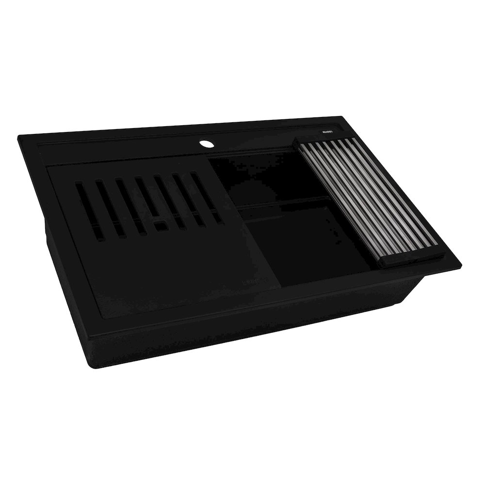 31-inch Granite Composite Workstation Matte Black Drop-in Topmount Kitchen Sink. Picture 4