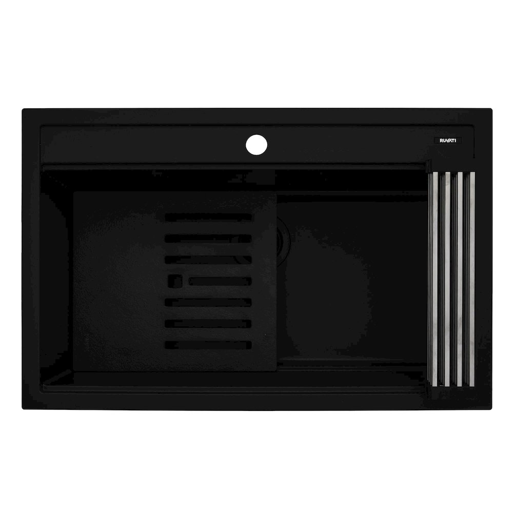 34-inch Granite Composite Workstation Matte Black Drop-in Topmount Kitchen Sink. Picture 2