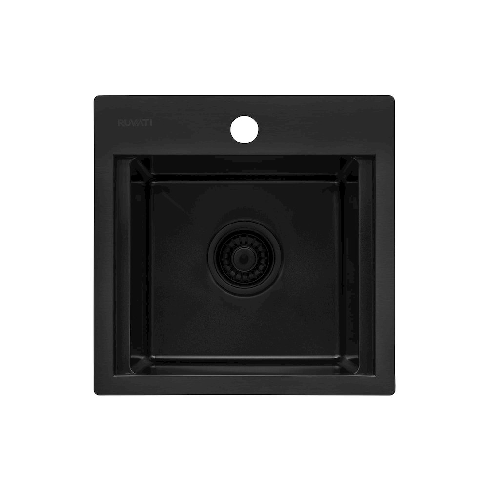 15 inch Gunmetal Black Stainless Steel Workstation Wet Bar Sink Drop-in Topmount. Picture 8