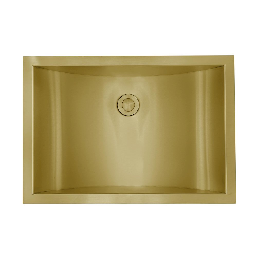 20 x 14 inch Brushed Gold Polished Brass Rectangular Bathroom Sink Semi-Recessed. Picture 3
