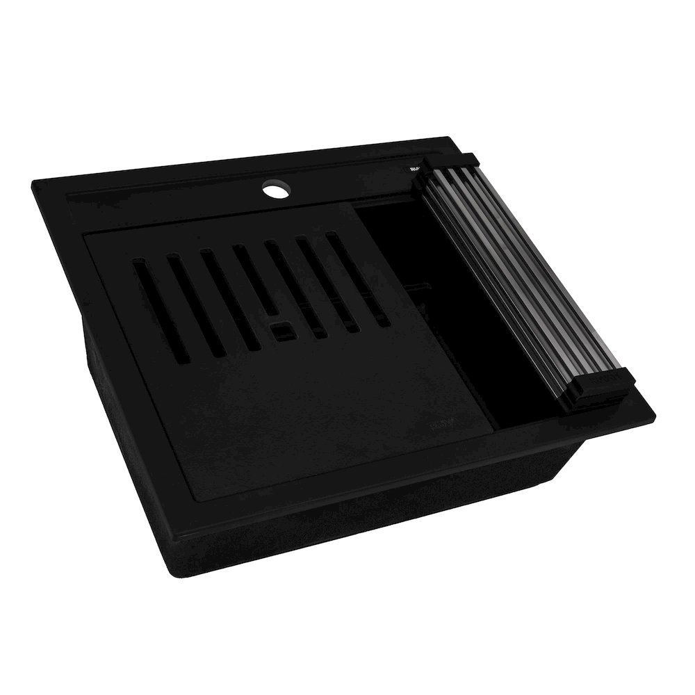 23-inch epiCube Granite Composite Workstation Matte Black Drop-in Topmount. Picture 3