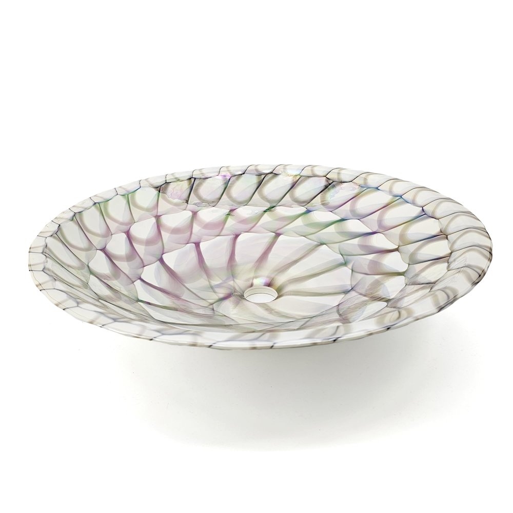 20 inch Murano Glass Art Drop In Round Decorative Pattern Bathroom Sink. Picture 3