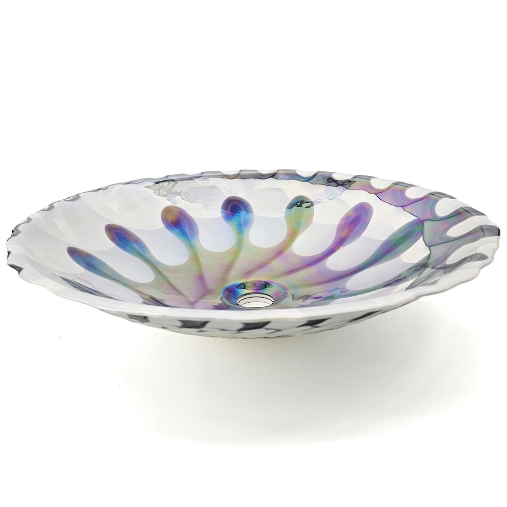 20 inch Murano Glass Art Drop In Round Decorative Pattern Bathroom Sink. Picture 3
