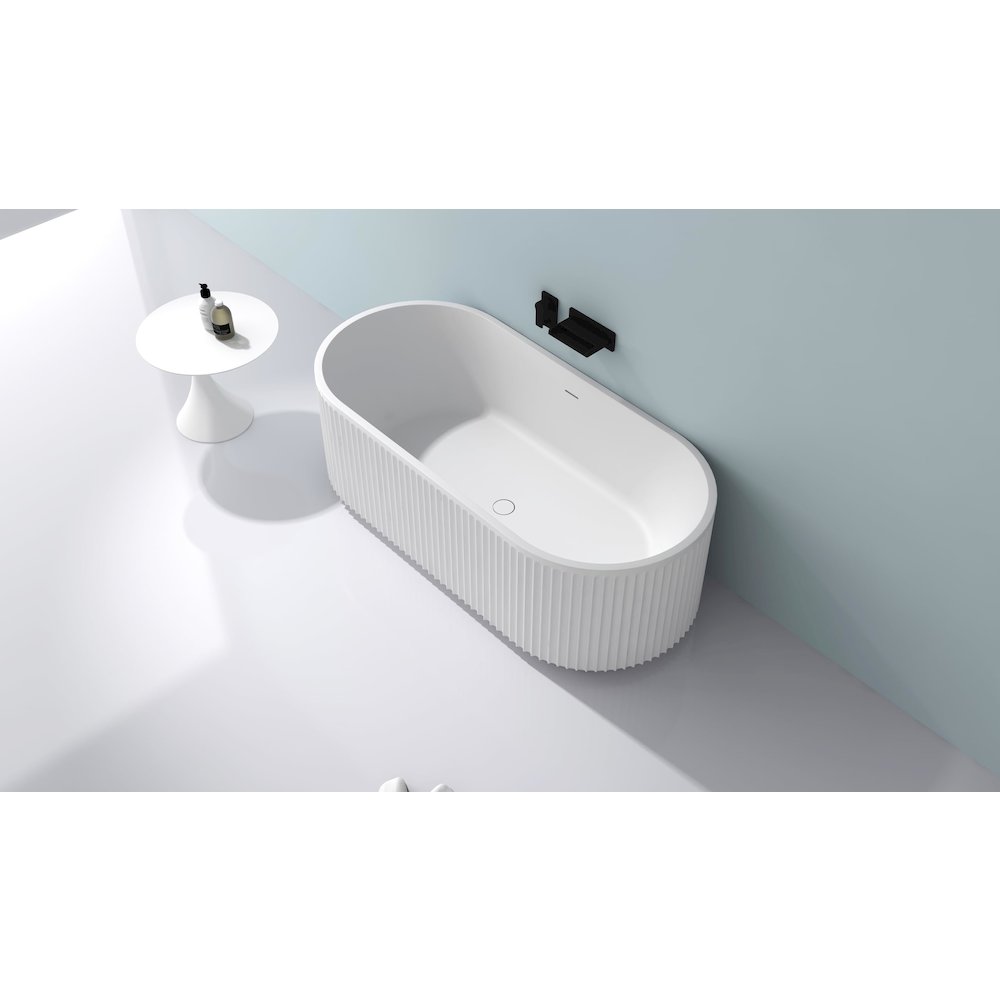 67-inch Fluted Freestanding Soaking Bathtub epiStone Solid Surface. Picture 4