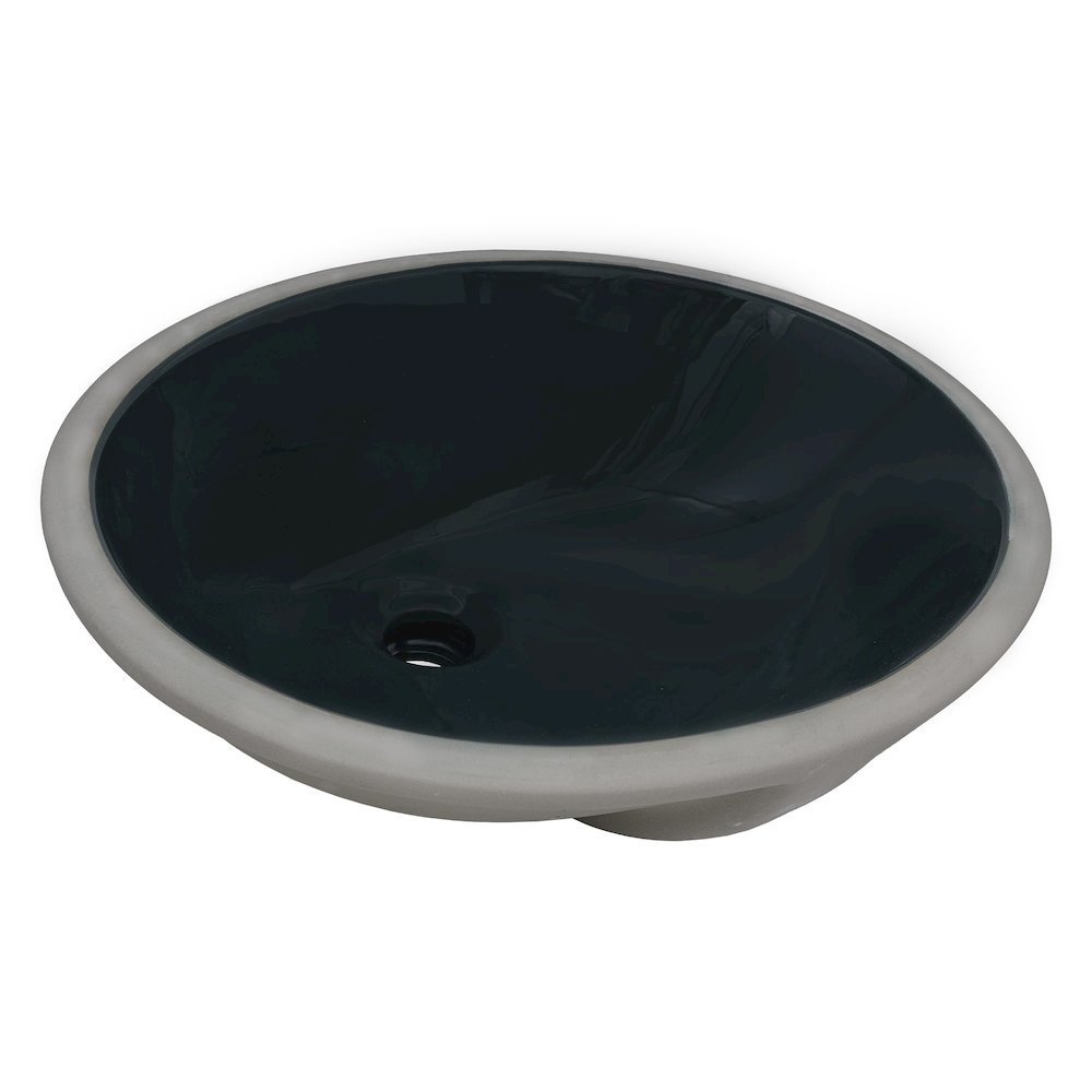 16 x 13 inch Undermount Bathroom Sink Emerald Green Oval Porcelain Ceramic. Picture 2