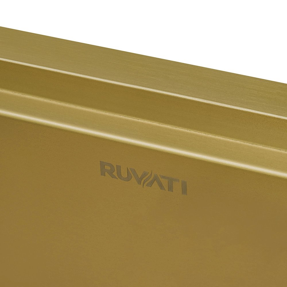 15 x 20 inch Polished Brass Matte Gold Stainless Steel Workstation Sink Topmount. Picture 4