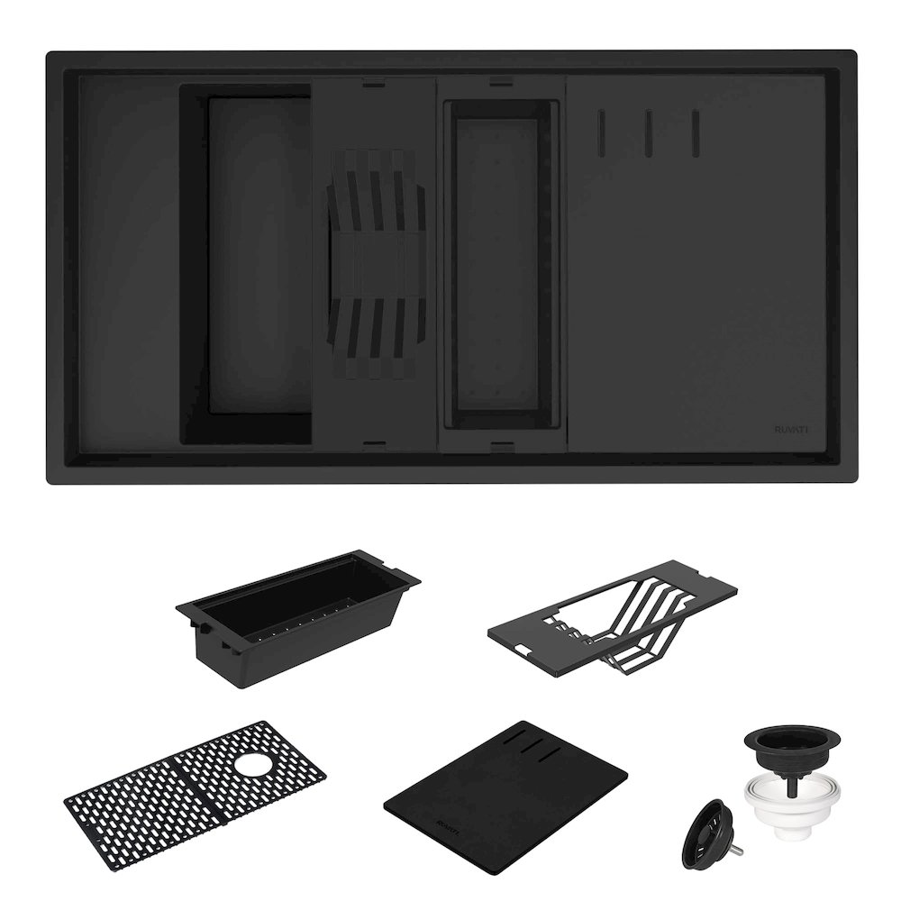 18 x 34 inch Granite Composite Workstation Kitchen Sink Dual Mount Single Bowl. Picture 2
