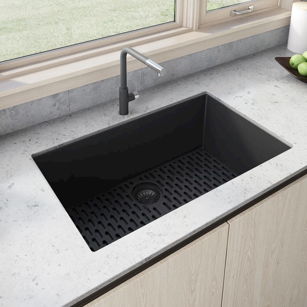 27 x 18 inch Granite Composite Undermount Single Bowl Kitchen Sink. Picture 2