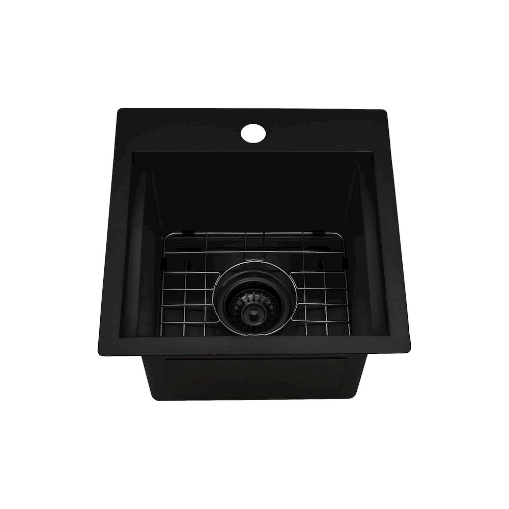 15 inch Gunmetal Black Stainless Steel Workstation Wet Bar Sink Drop-in Topmount. Picture 4