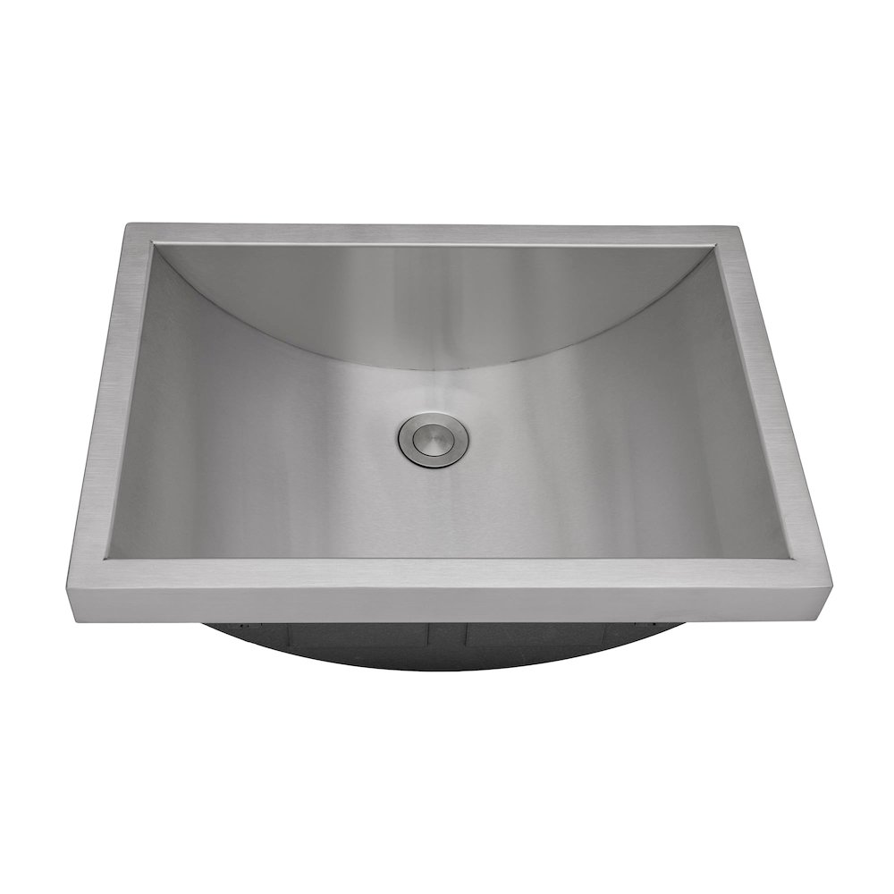 20 x 14 inch Brushed Stainless Steel Rectangular Bathroom Sink Semi-Recessed. Picture 2