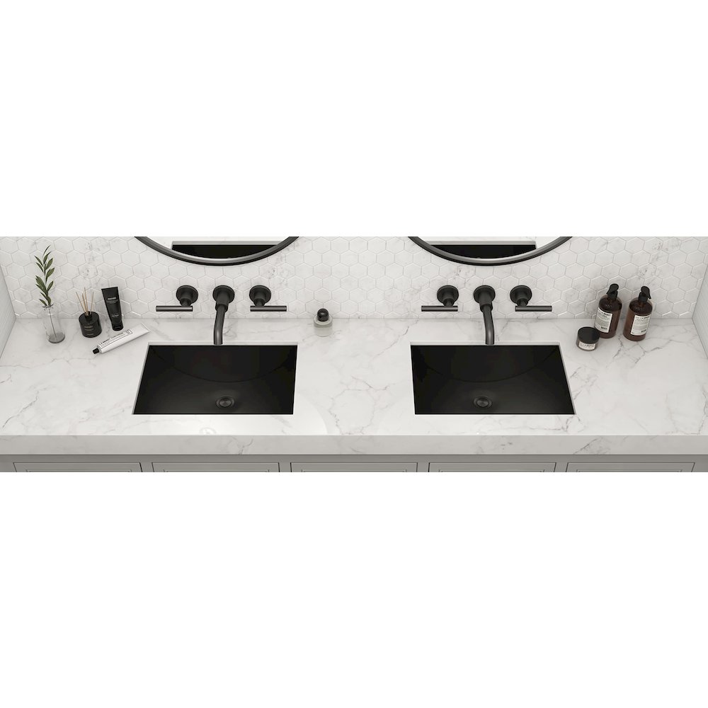 16 x 13 inch Gunmetal Black Undermount Bathroom Sink Stainless Steel - RVH6106BL. Picture 7