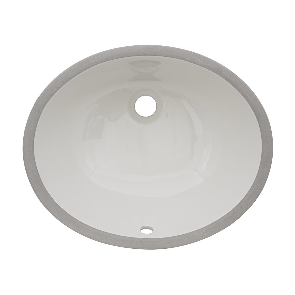 16 x 13 inch Undermount Bathroom Sink Biscuit Oval Porcelain Ceramic. Picture 3