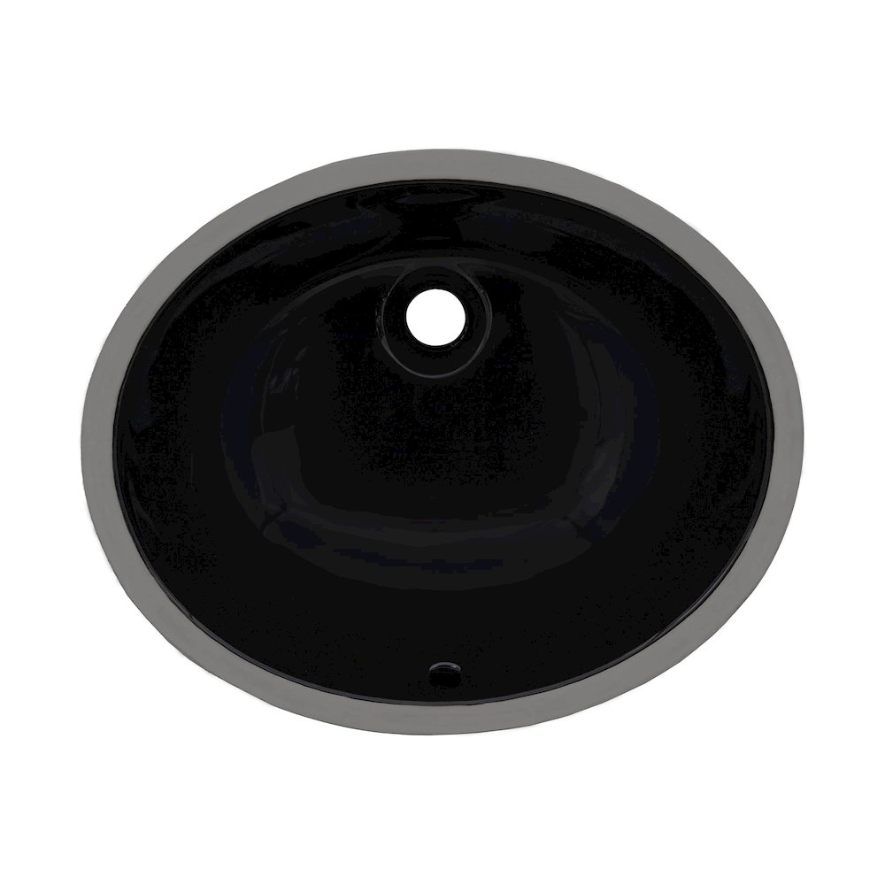 16 x 13 inch Undermount Bathroom Sink Black Oval Porcelain Ceramic. Picture 3