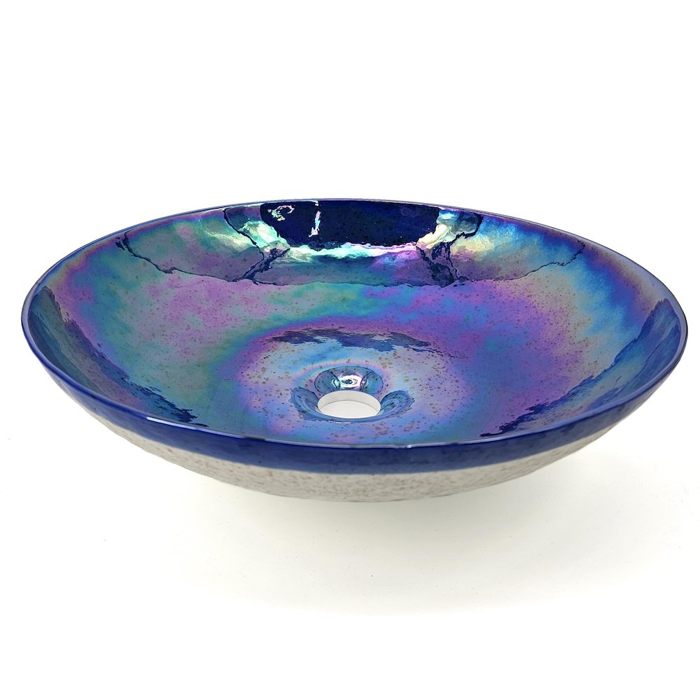 16 inch Murano Glass Art Vessel Circle Decorative Pattern Bathroom Sink. Picture 3