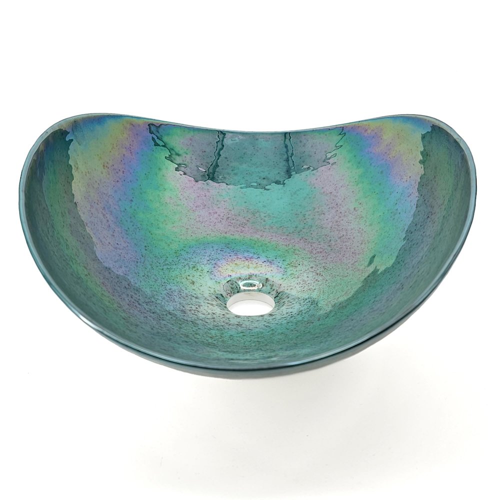 19 inch Murano Glass Art Vessel Seashell Decorative Pattern Bathroom Sink. Picture 3