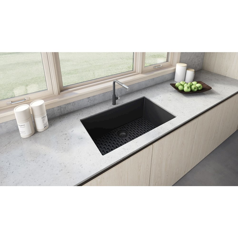 27 x 18 inch Granite Composite Undermount Single Bowl Kitchen Sink. Picture 4
