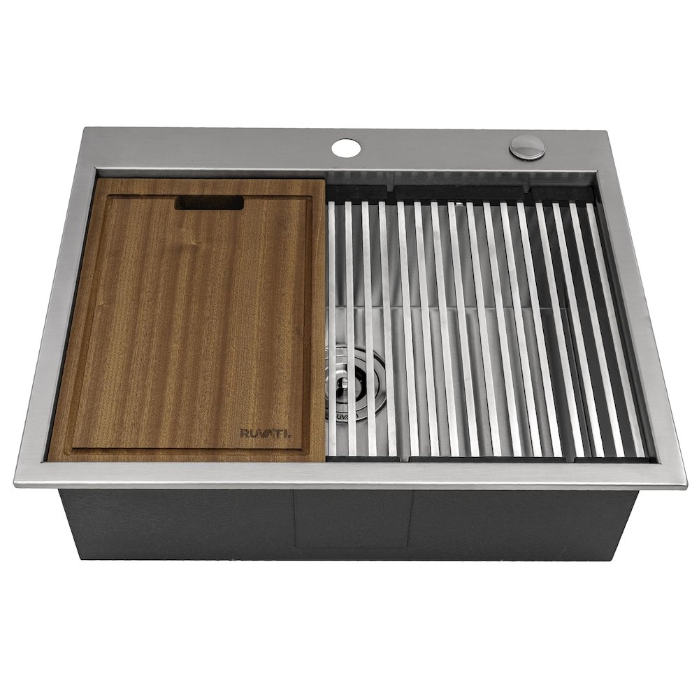 25 x 20 inch Workstation Drop-in Topmount Kitchen Sink 16 Gauge Stainless Steel. Picture 3
