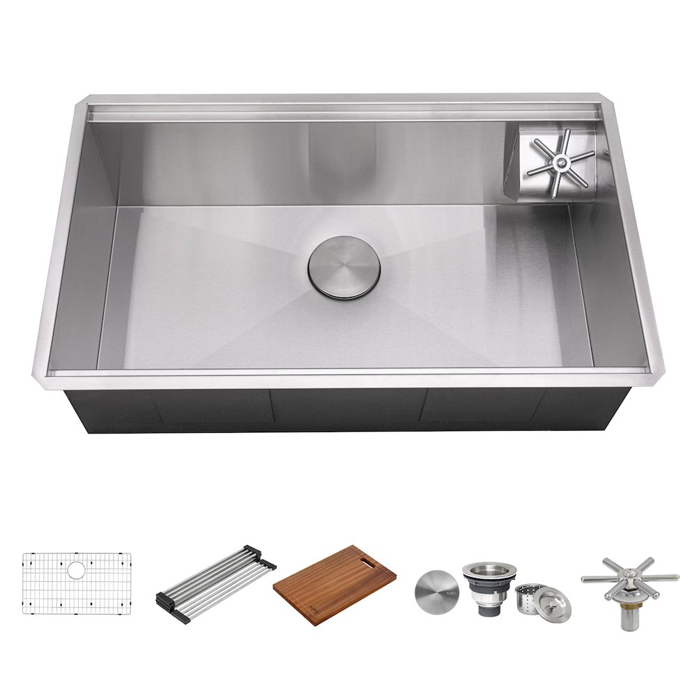 32-inch Glass Rinser and Sink Combo Workstation Kitchen Sink Single Bowl. Picture 2