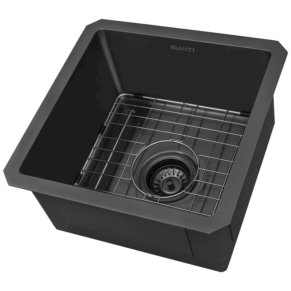 15-inch Gunmetal Black Stainless Steel Undermount Bar Prep 16 Gauge Kitchen Sink. Picture 1