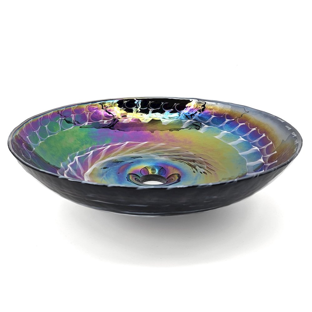 16 inch Murano Glass Art Vessel Circle Decorative Pattern Bathroom Sink. Picture 2