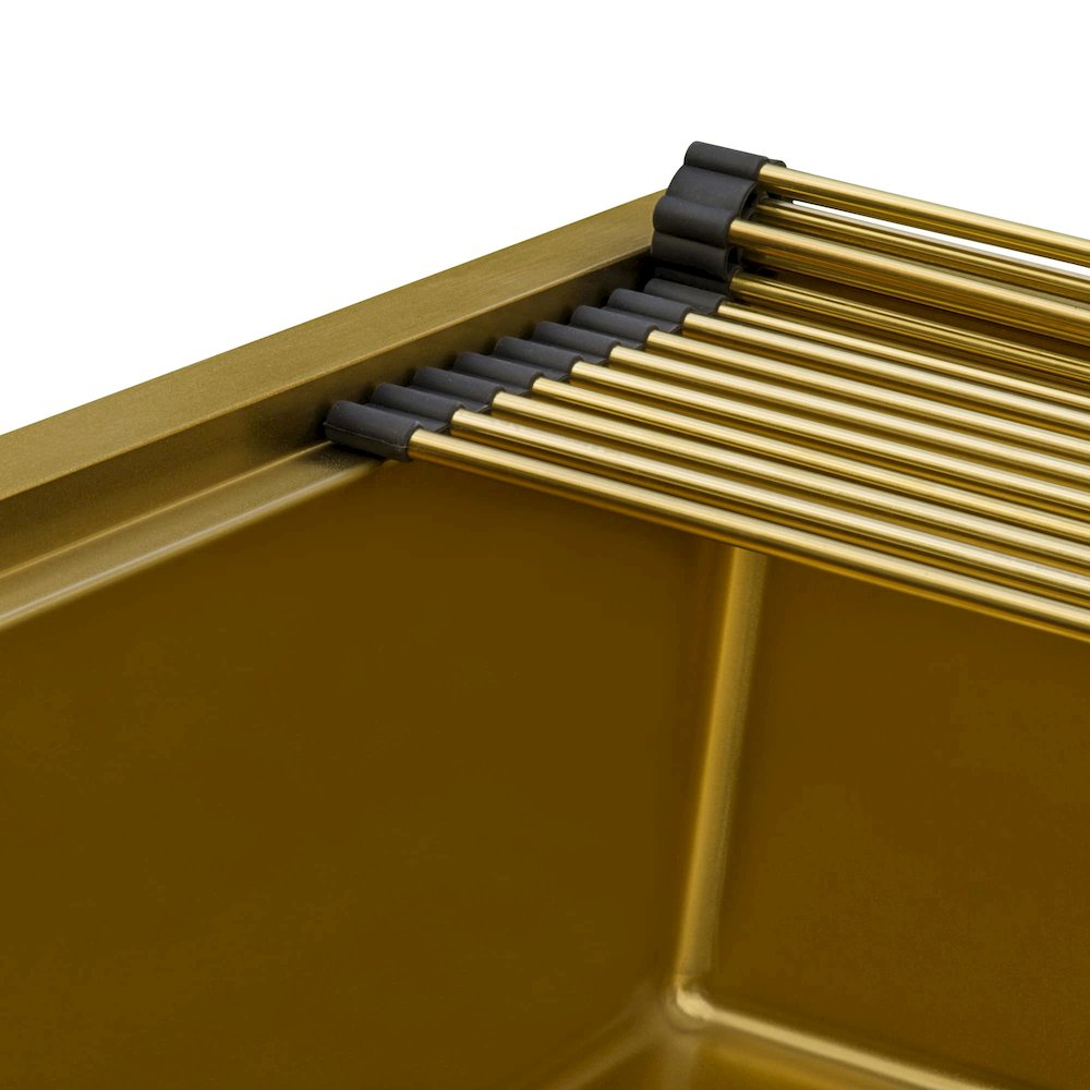 30in Polished Brass Matte Gold Workstation Undermount Kitchen Sink Single Bowl. Picture 6