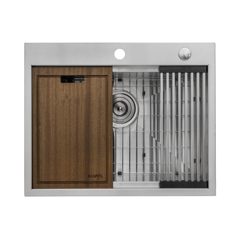 25 x 20 inch Workstation Drop-in Topmount Kitchen Sink 16 Gauge Stainless Steel. Picture 4