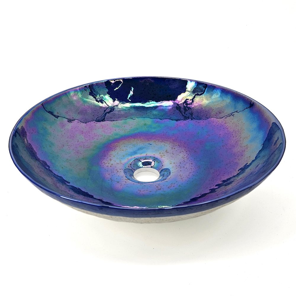 16 inch Murano Glass Art Vessel Circle Decorative Pattern Bathroom Sink. Picture 1