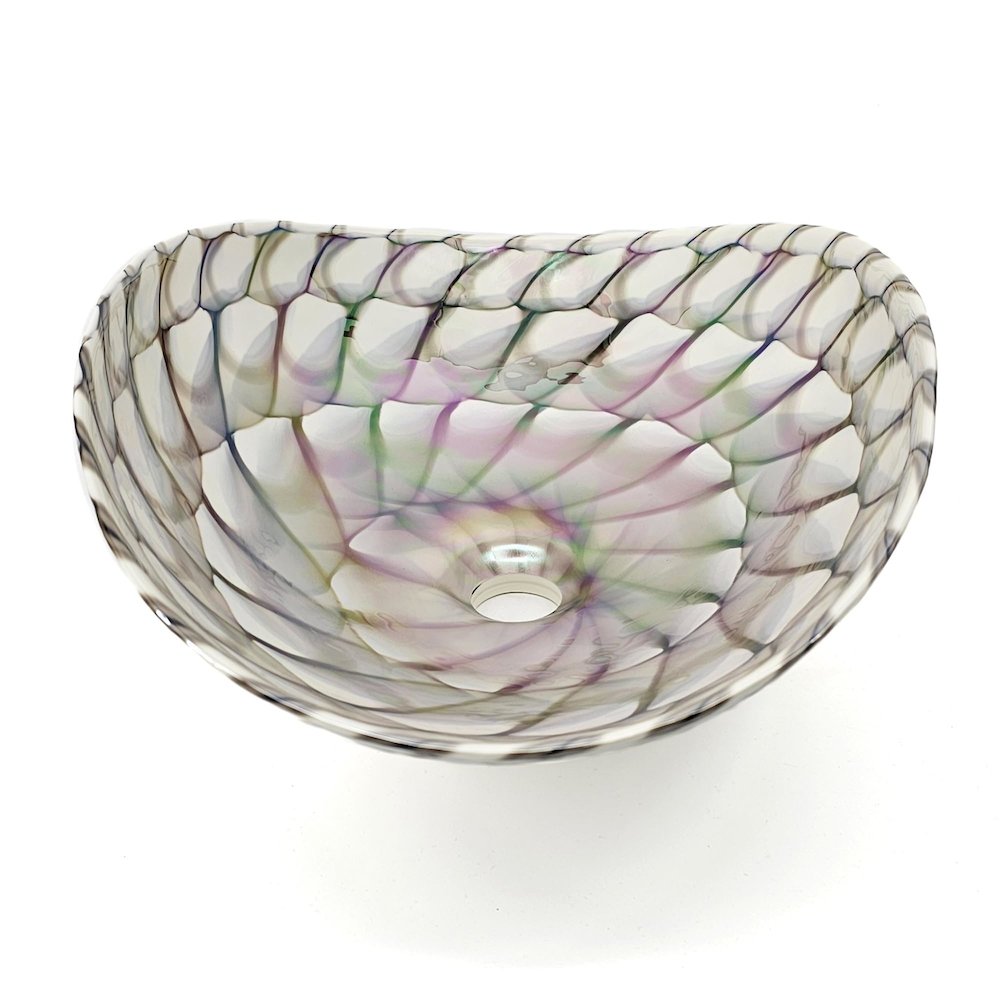 19 inch Murano Glass Art Vessel Seashell Decorative Pattern Bathroom Sink. Picture 3