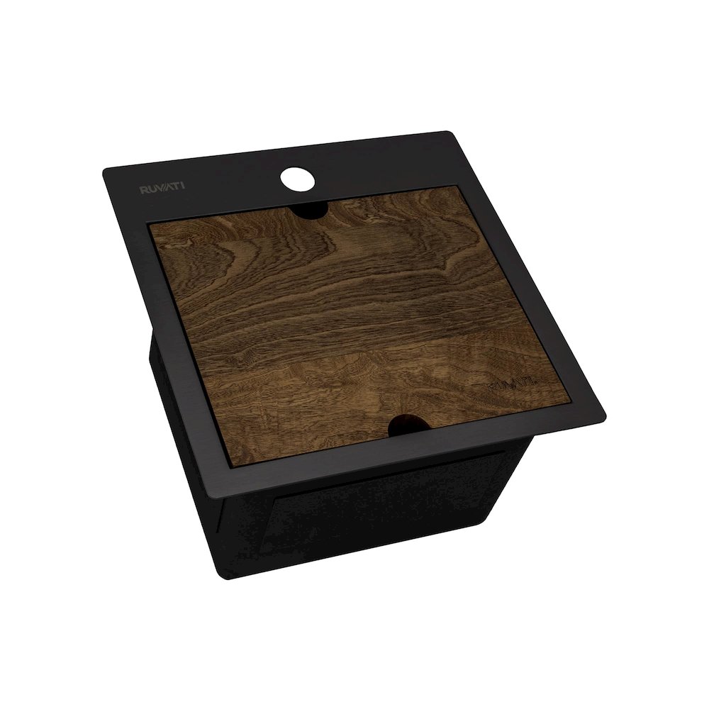 15 inch Gunmetal Black Stainless Steel Workstation Wet Bar Sink Drop-in Topmount. Picture 1