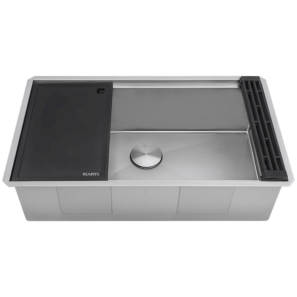 30-inch Workstation Scratch Resistant Embossed Kitchen Sink Stainless Steel. Picture 1
