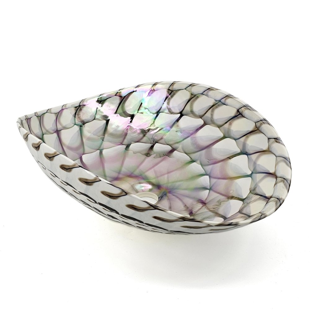 19 inch Murano Glass Art Vessel Seashell Decorative Pattern Bathroom Sink. Picture 1