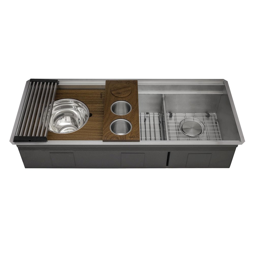 45-inch Double Bowl Workstation Ledge Kitchen Sink Undermount 16 Stainless Steel. Picture 1