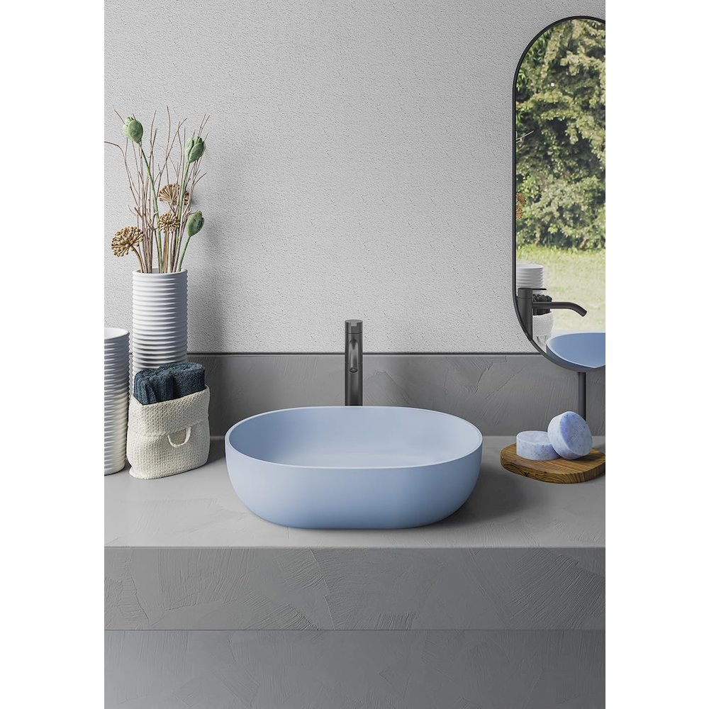 19-inch Pacific Blue epiStone Solid Surface Modern Bathroom Vessel Sink. Picture 7