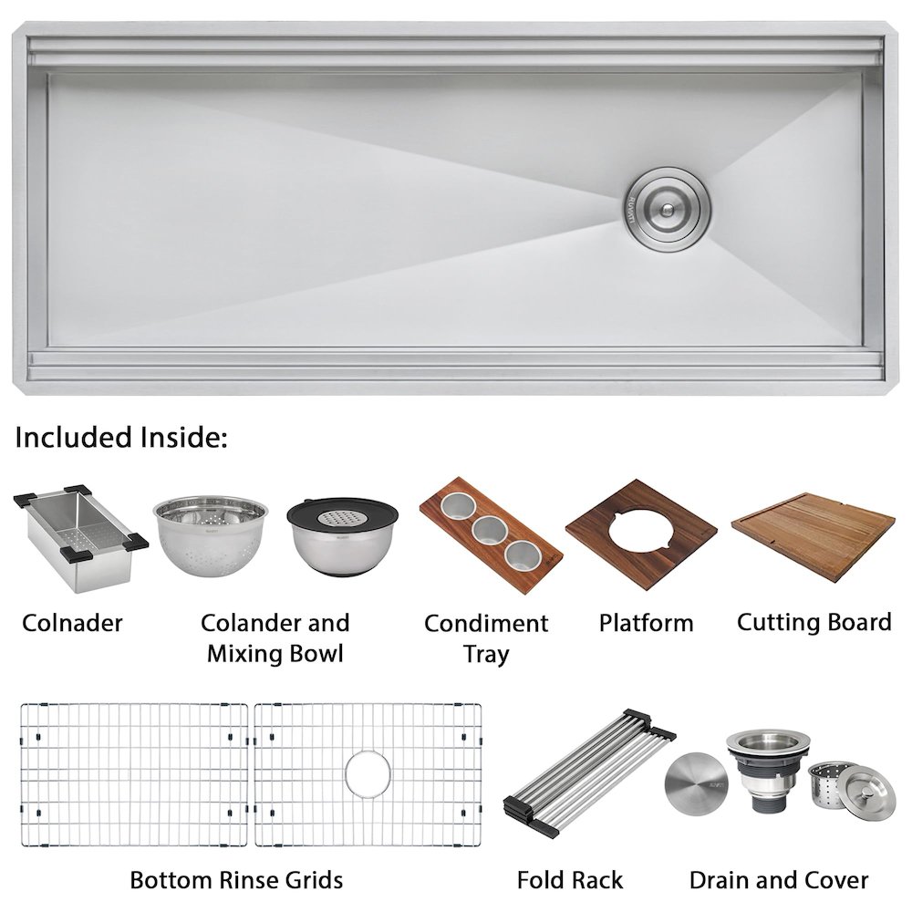 69-inch Workstation Two-Tiered Ledge Kitchen Sink 16 Gauge Stainless Steel. Picture 4