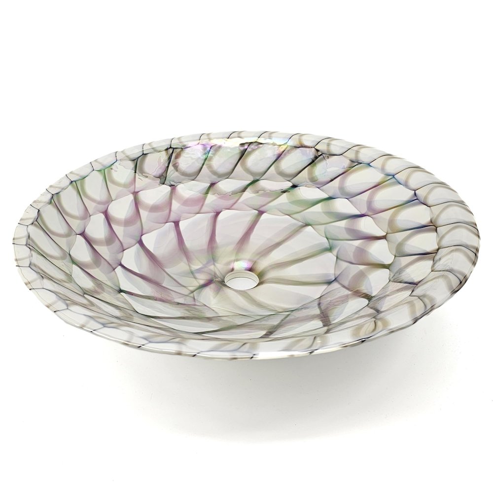 20 inch Murano Glass Art Drop In Round Decorative Pattern Bathroom Sink. Picture 1