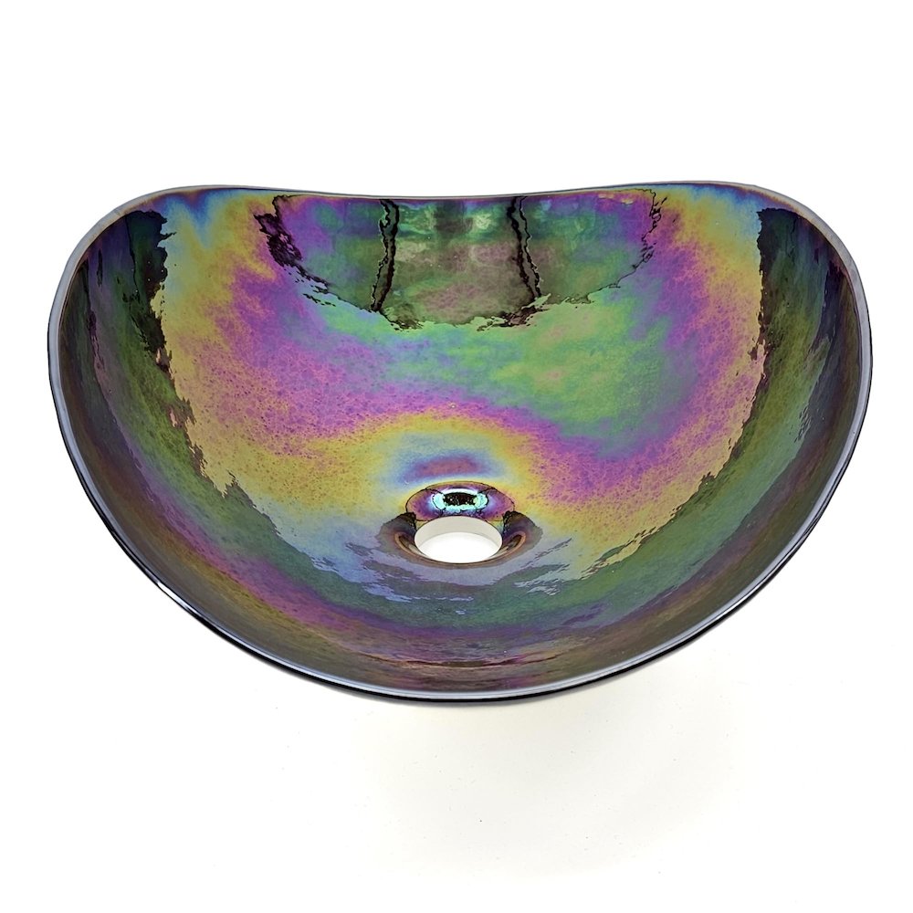19 inch Murano Glass Art Vessel Seashell Decorative Pattern Bathroom Sink. Picture 3