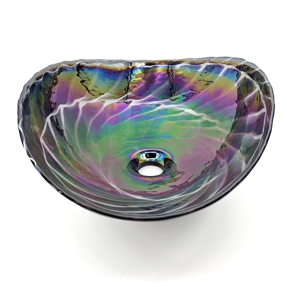 19 inch Murano Glass Art Vessel Seashell Decorative Pattern Bathroom Sink. Picture 3