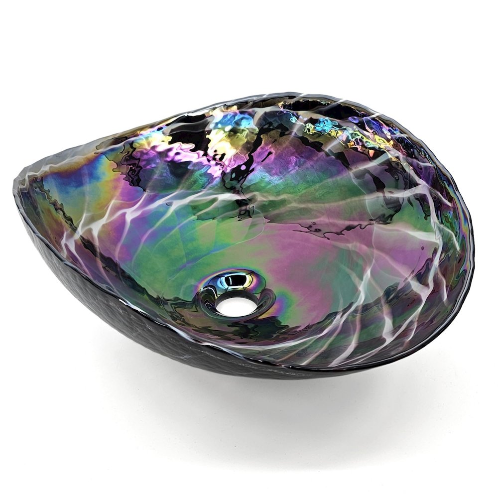 19 inch Murano Glass Art Vessel Seashell Decorative Pattern Bathroom Sink. Picture 1