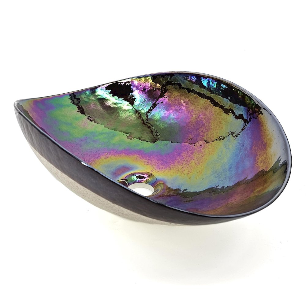 19 inch Murano Glass Art Vessel Seashell Decorative Pattern Bathroom Sink. Picture 1