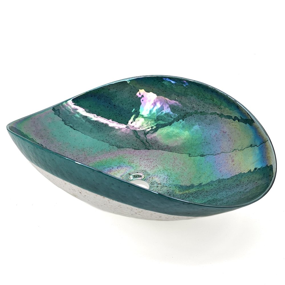19 inch Murano Glass Art Vessel Seashell Decorative Pattern Bathroom Sink. Picture 1
