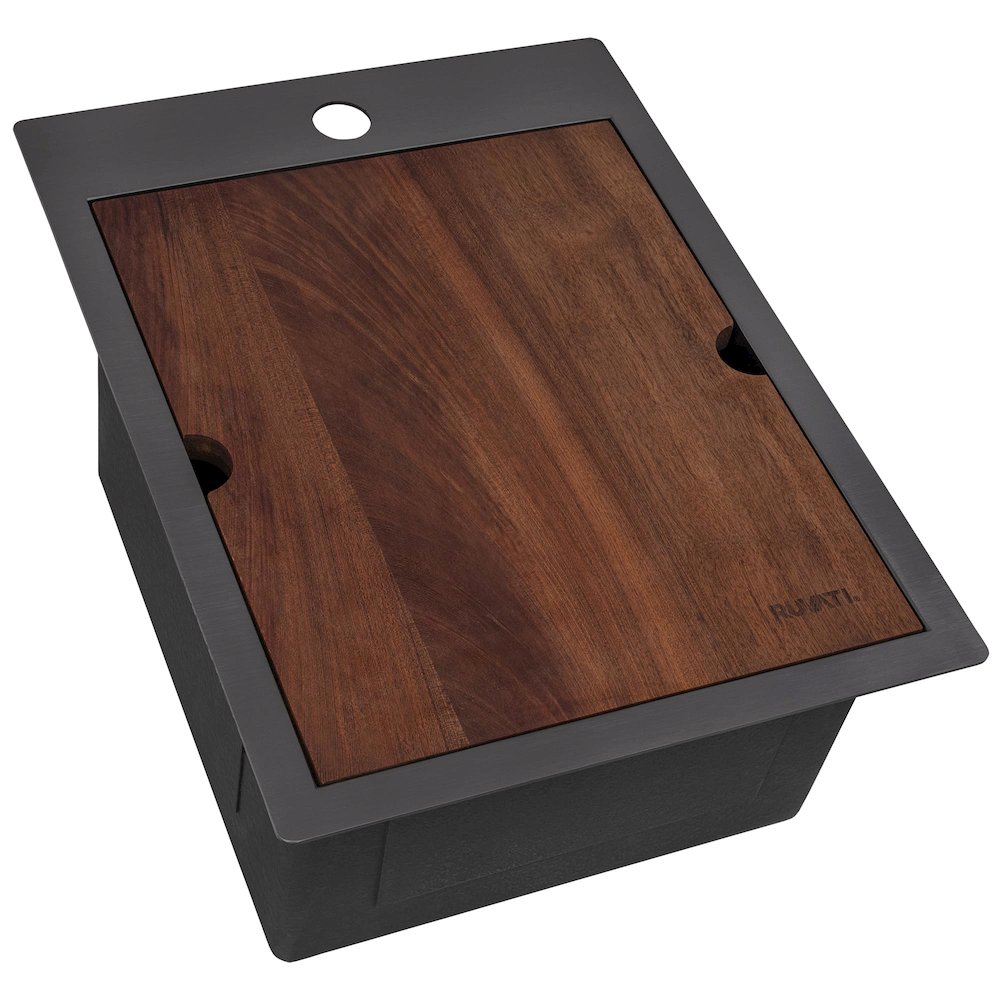 15 x 20 inch Black Stainless Steel Workstation Wet Bar Sink Drop-in Topmount. Picture 1