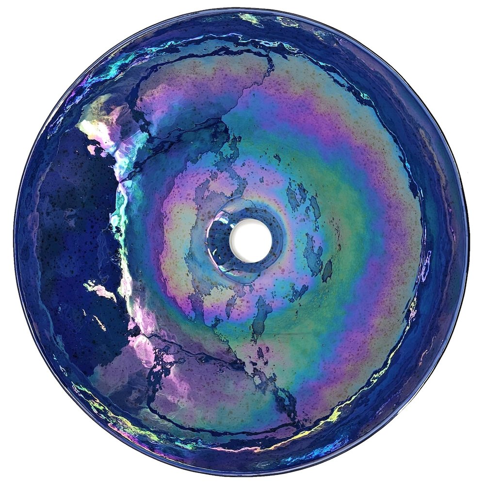 16 inch Murano Glass Art Vessel Circle Decorative Pattern Bathroom Sink. Picture 2