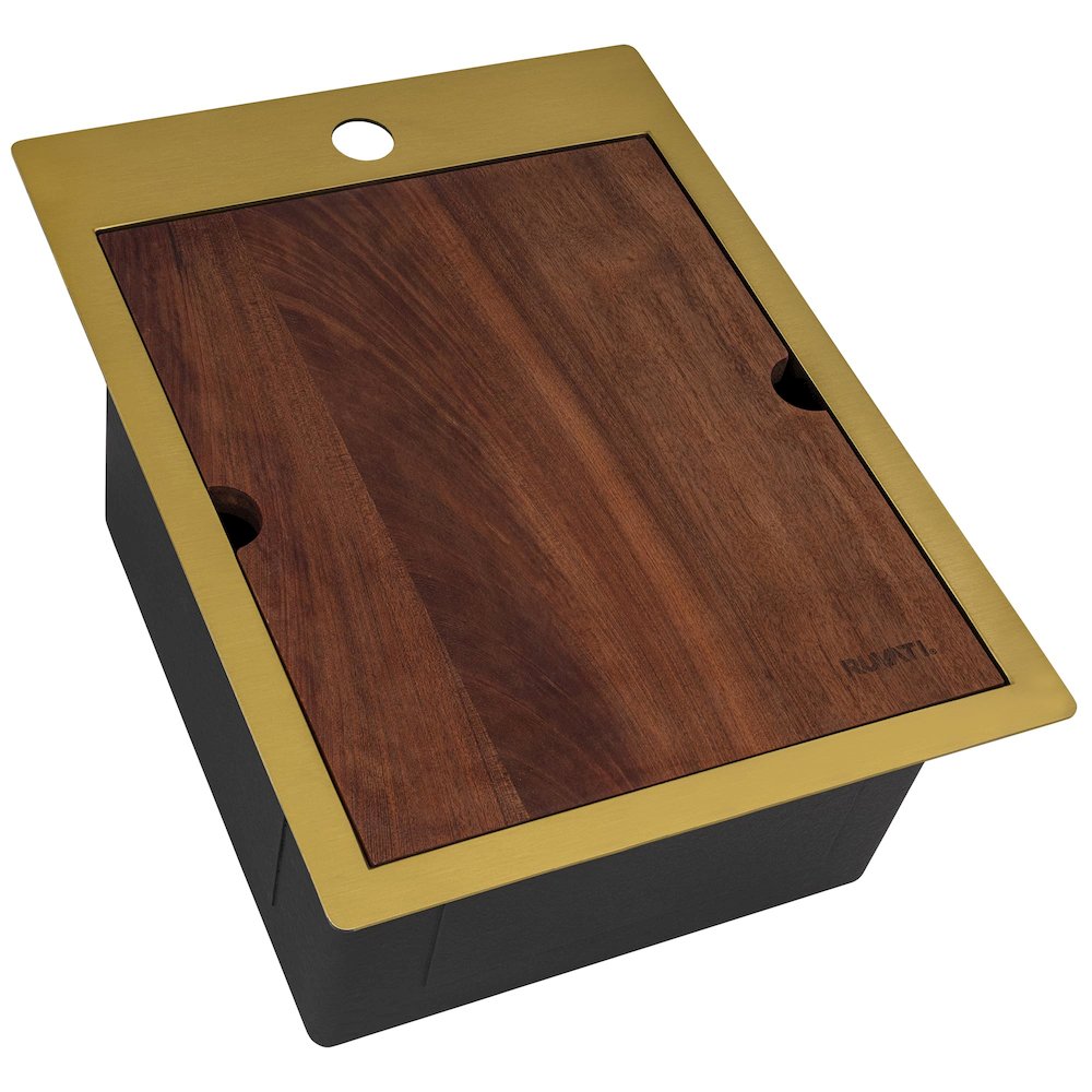 15 x 20 inch Polished Brass Matte Gold Stainless Steel Workstation Sink Topmount. Picture 1